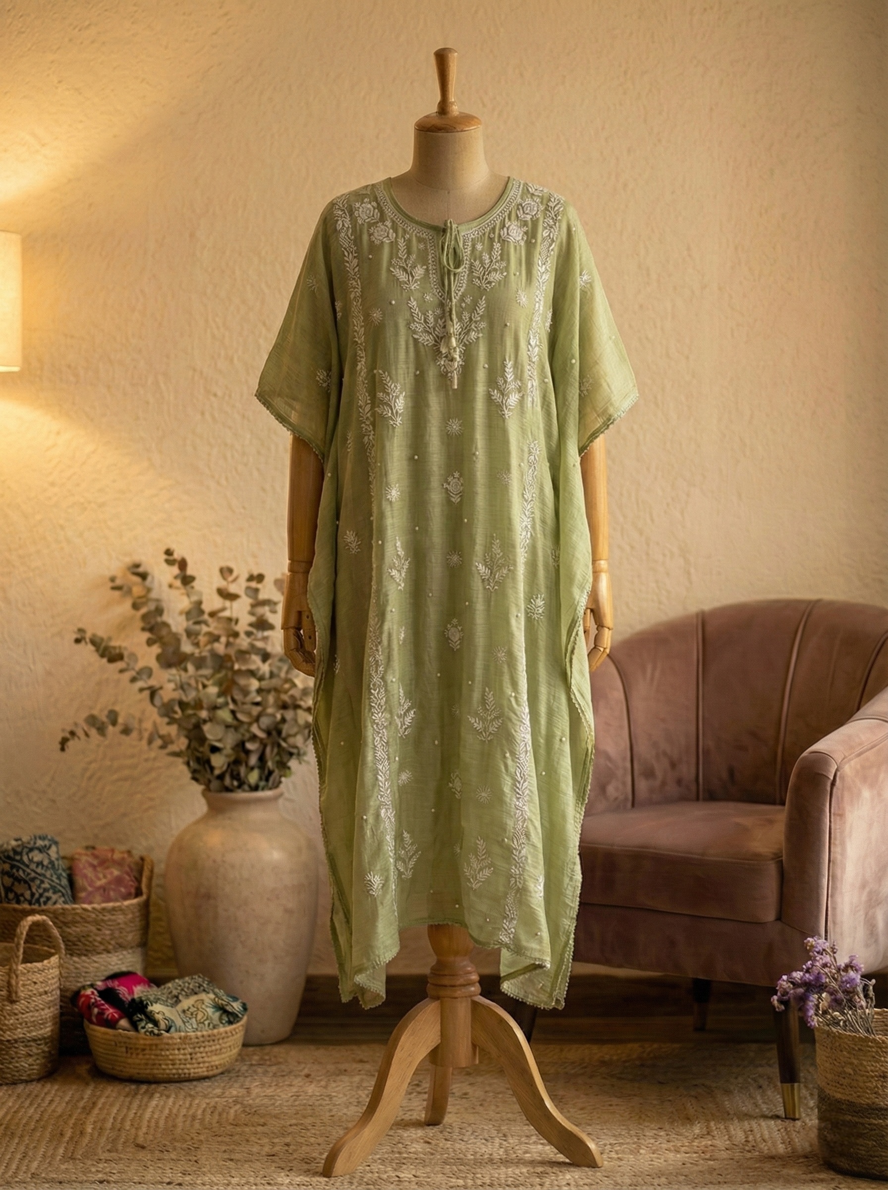 Sage Green Kaftan - Image 3