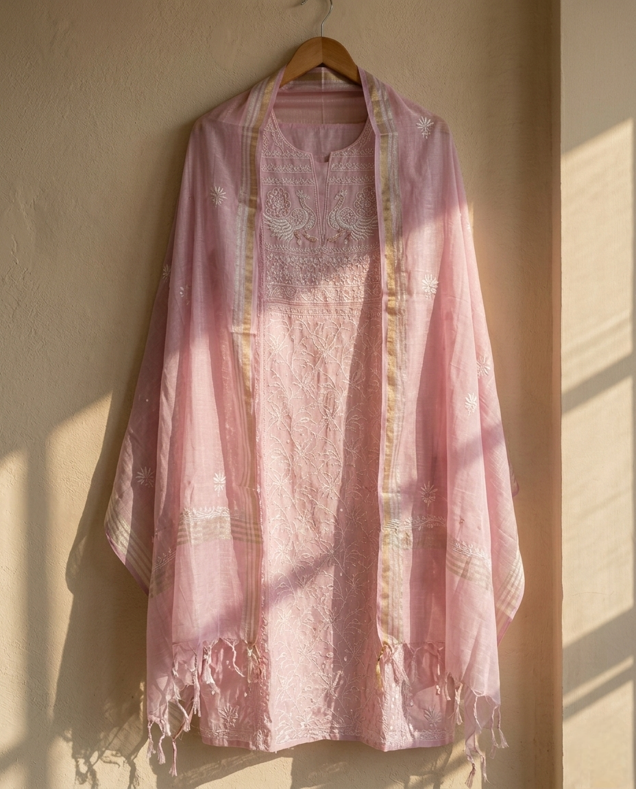 Peacock Pearl Kurta Dupatta Set
