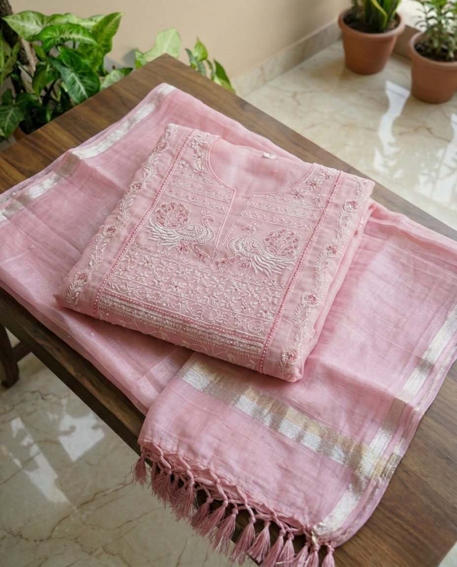 Peacock Pearl Kurta Dupatta Set