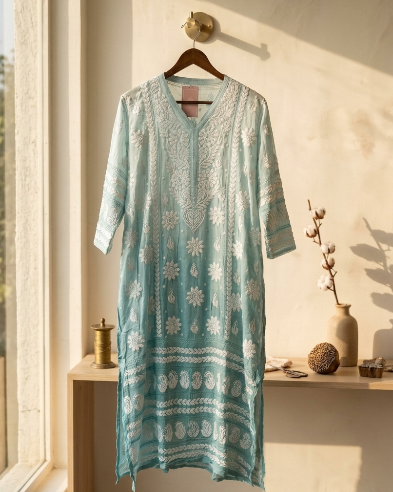 Aqua Breeze Muslin Kurta