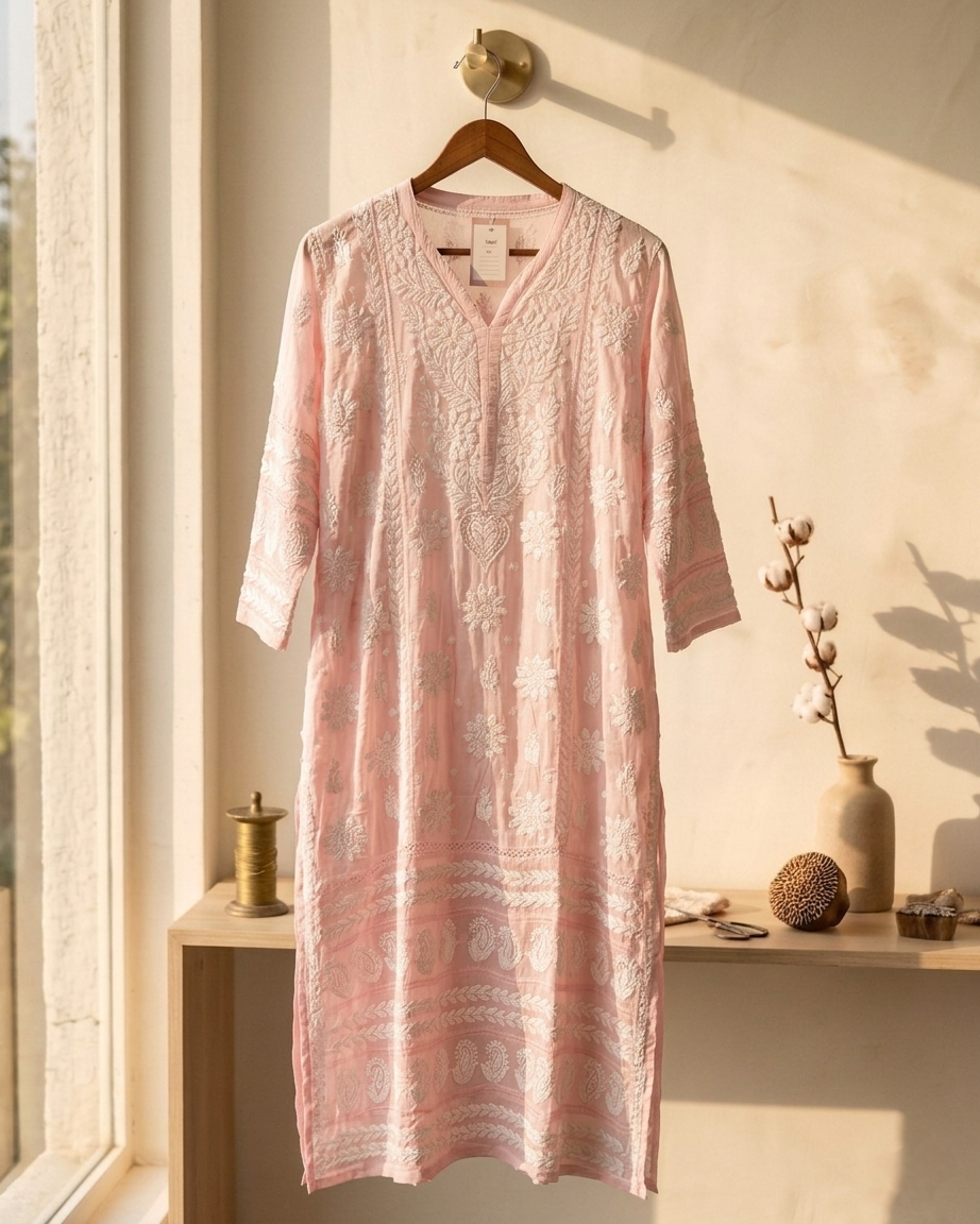 Cherry Blossom Muslin Kurta