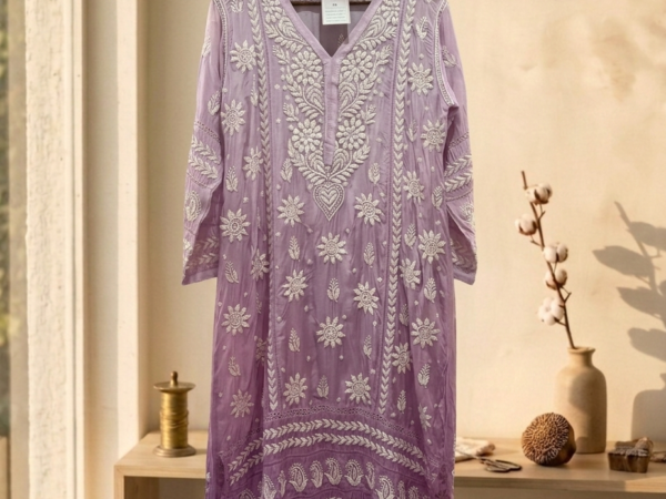 Lilac Bloom Muslin Kurta