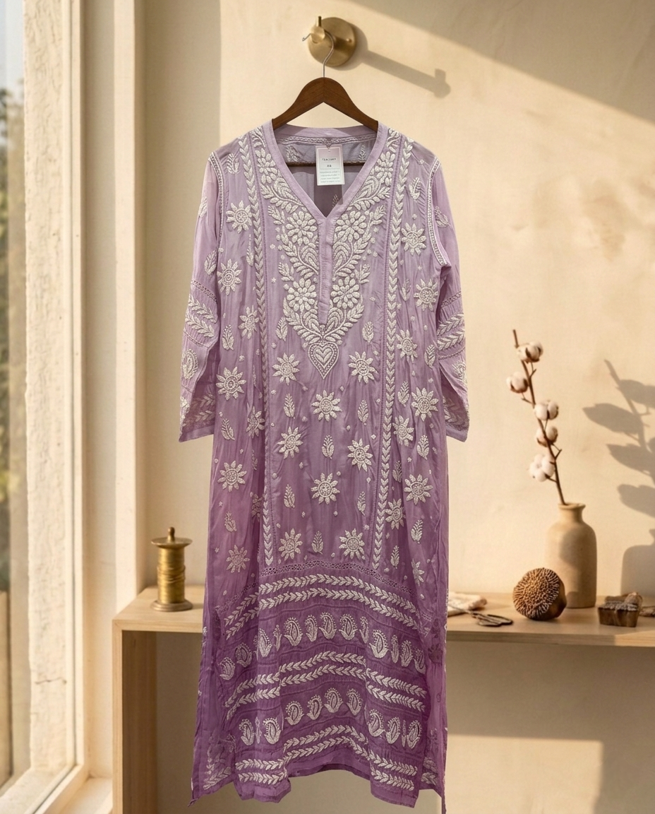 Lilac Bloom Muslin Kurta