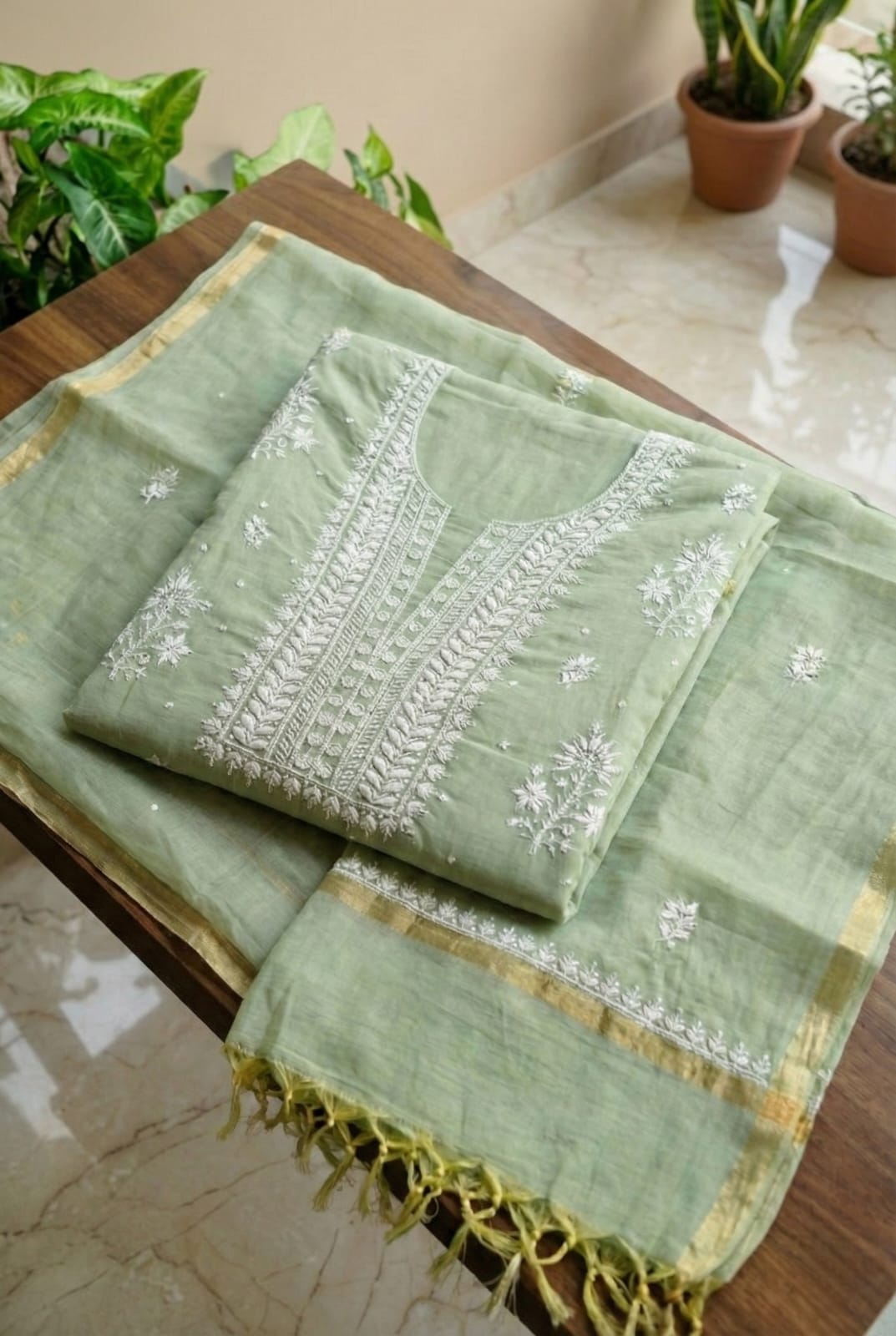 Spring Green Kurta Dupatta Set