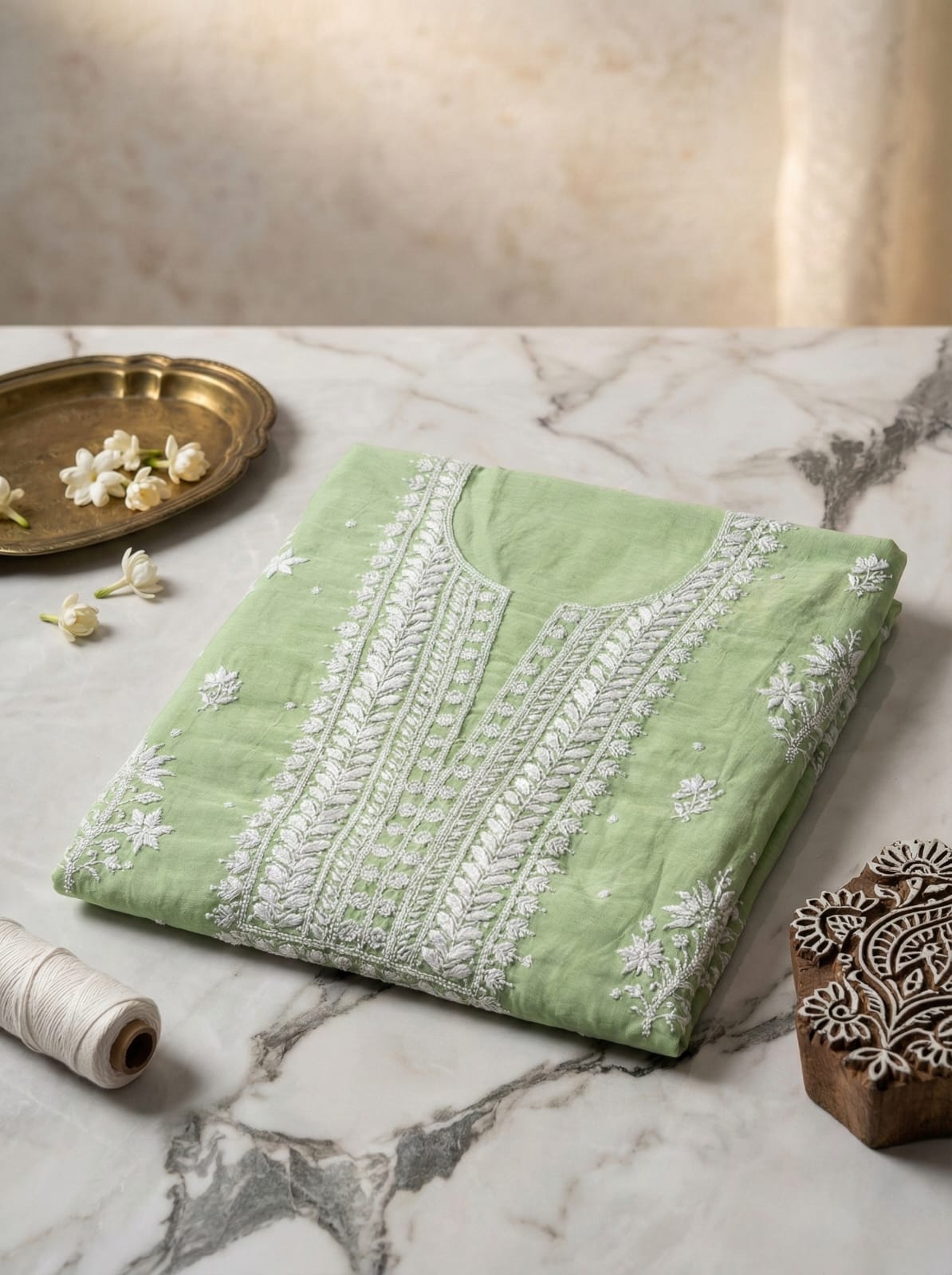 Spring Green Kurta Dupatta Set - Image 5