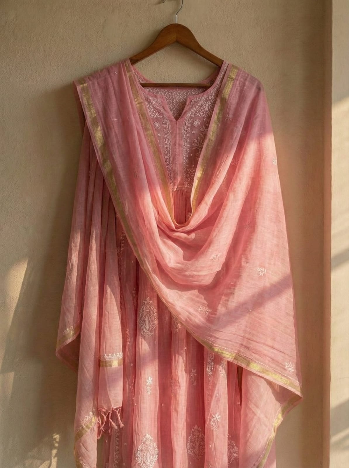 Blush Bloom Kurta Dupatta Set - Image 3