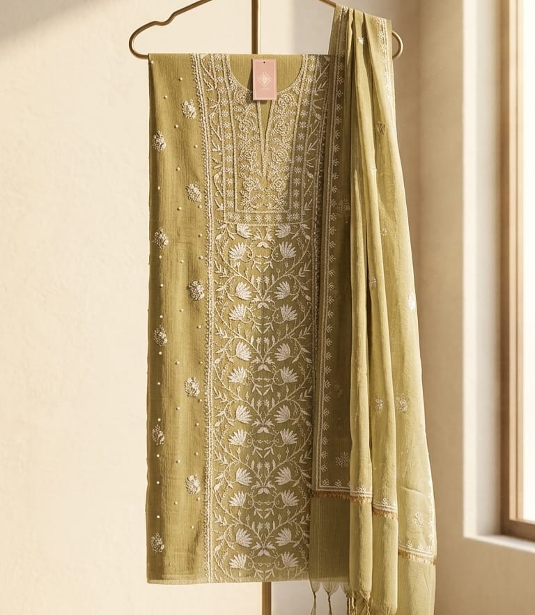 Pista Kunafa Kurta Dupatta Set